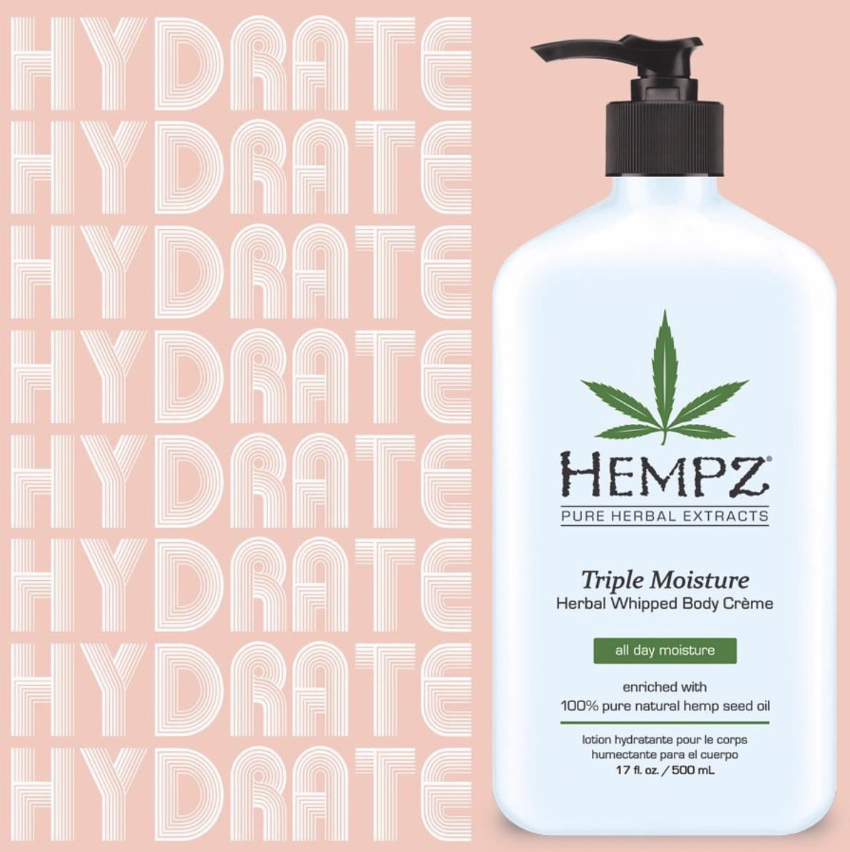 You can't beat a classic moisturiser like #hempz #triplemoisture A lovely herbal, whipped body creme that sinks into the skin to leave it smooth and hydrated.