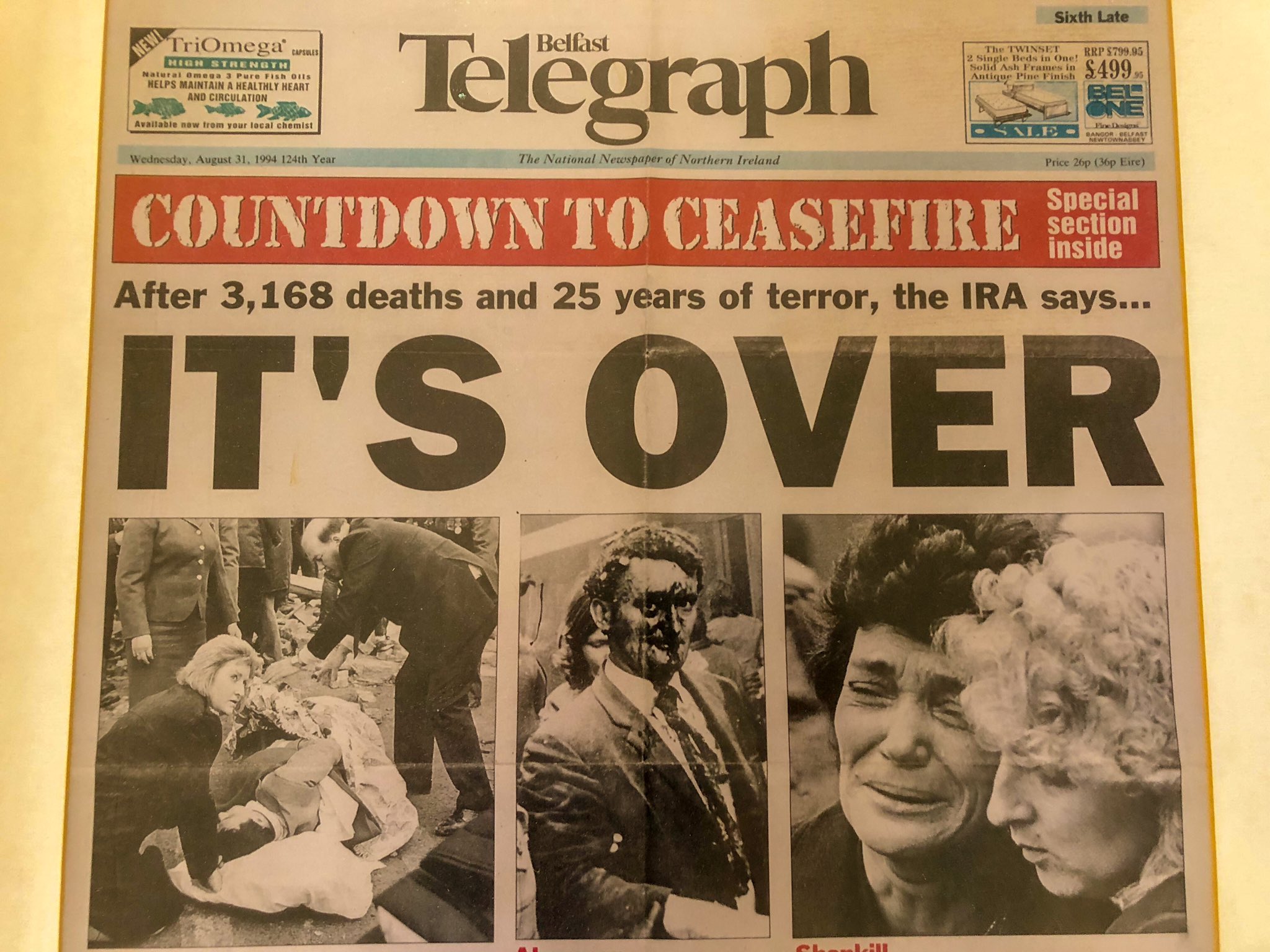 Mark Simpson on Twitter: "25 years ago today, this is how many people in Belfast heard the news of the IRA ceasefire. No smart phones in those days. No wifi. No Twitter. @