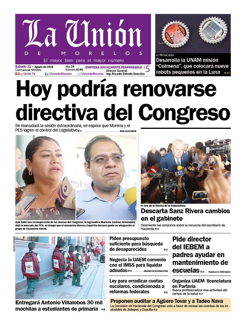 UniondeMorelos's tweet photo. 🗞 Excelente Sábado 
Hoy no puedes perderte la información que tenemos para ti, en nuestra edición impresa 
🌐 https://t.co/nNRNBnOkAN https://t.co/n95gB1Hahg