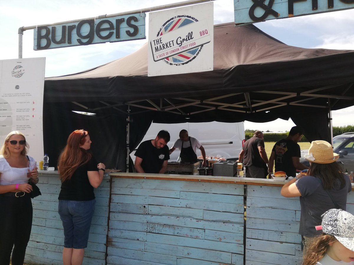 Roaring trade at the <a href="/MarketGrillLDN/">The Market Grill</a> fab burger and chips! #embcf2019