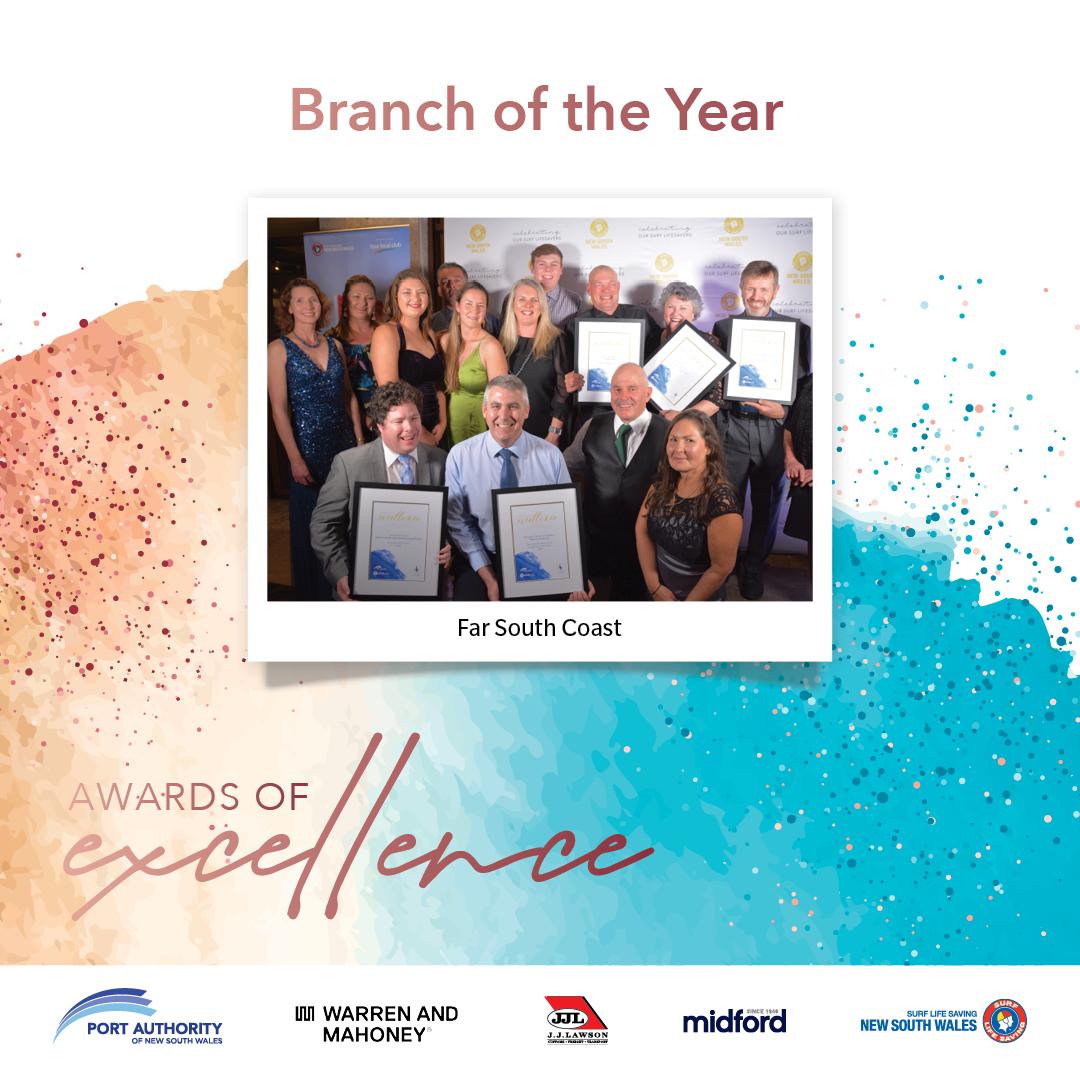 #AWARDS // Congratulations to the Far South Coast Branch, the 2019 Branch of the Year. #SLSNSWAwards