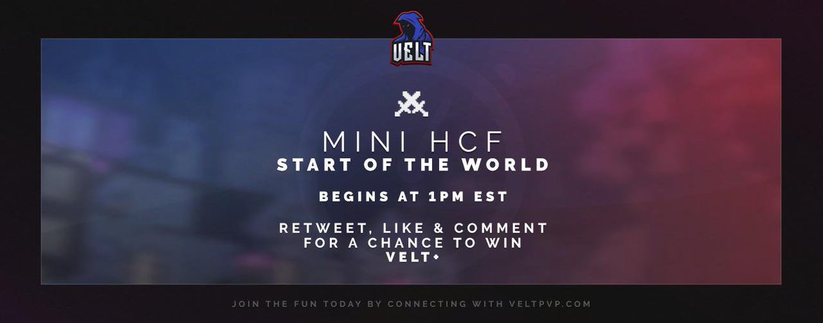 VeltPvP's tweet image. ⏰ MiniHCF SOTW will be today @ 1PM EST.

📃 veltpvp.com/thread/1068/Mi…

🔁+❤️ and comment your IGN below for a chance to win a Velt+ Rank!

🎮 veltpvp.com
💳 store.veltpvp.com