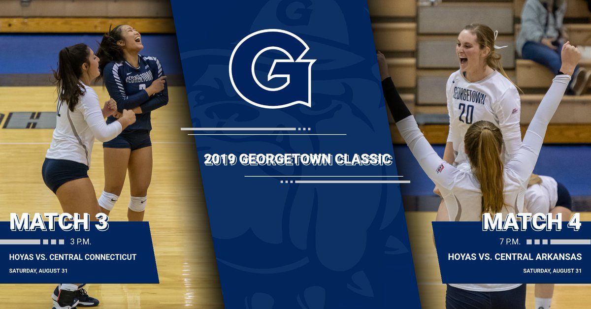 HoyaVolleyball's tweet photo. We’re back at it today with a pair of matches to close out the 2019 Georgetown Classic! The #Hoyas take on Central Connecticut at 3 pm and close out with Central Arkansas at 7 pm! #HoyaSaxa #HoyaVB #GeorgetownClassic https://t.co/wNVM1FDPn8