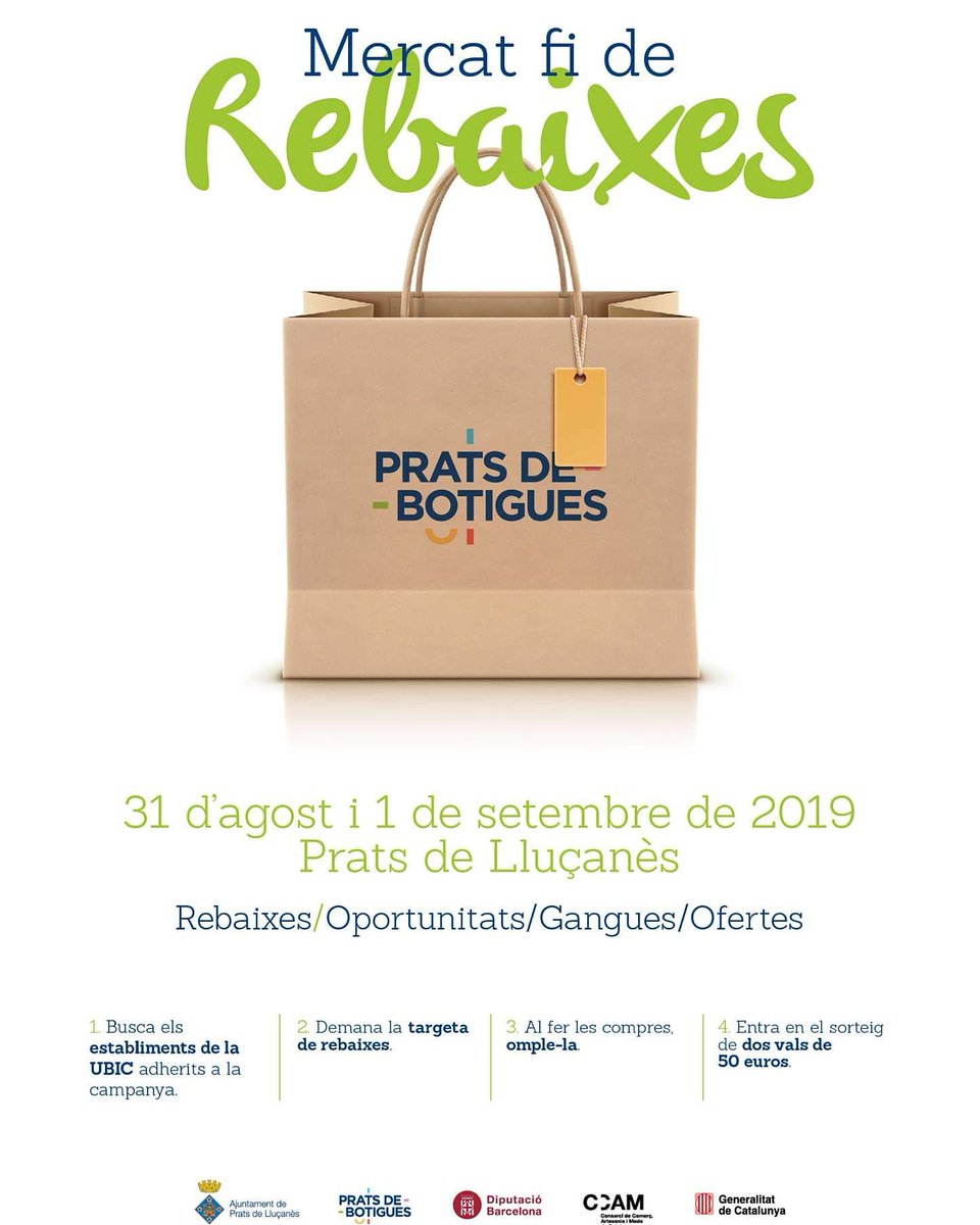 MovemPrats's tweet photo. Comprar al comerç de proximitat, és fer poble. Aquest cap de setmana, les botigues de Prats fan el Mercat fi de Rebaixes 🛍️🛒. No us ho perdeu! #Lluçanès #PratsdeLluçanès #PratsActiu https://t.co/XBWSScrv5q