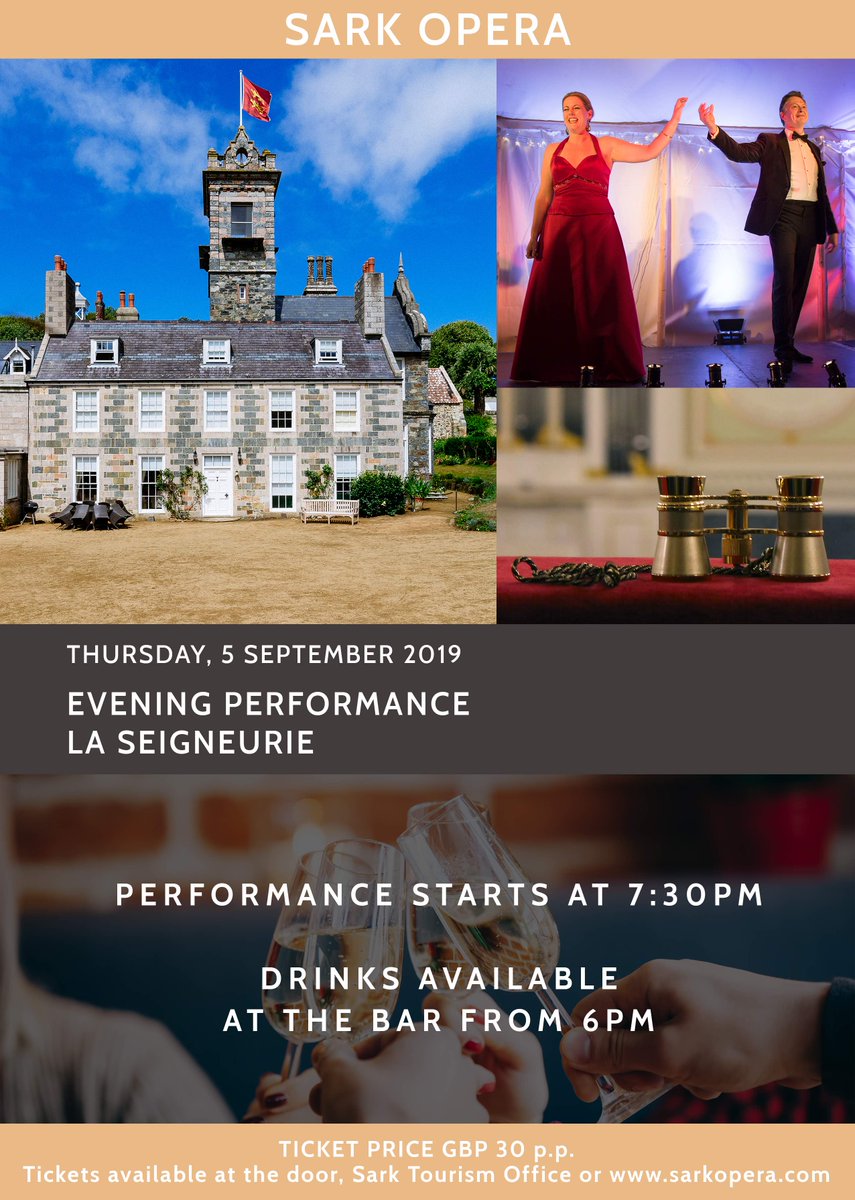 OperaSark's tweet image. Venue change for the Sark Opera event on Thursday, 5th September. Come to the Seigneurie for a fantastic evening! Bar open from 6pm and performance at 7.30pm. Tickets still available for GPB 30 on sarkopera.com