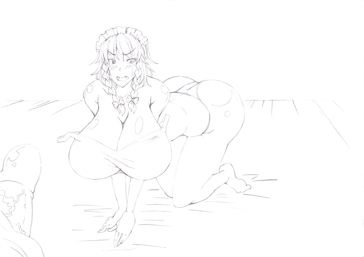 ショタくんに奉仕を強要されて嫌がってる爆乳咲夜さん 