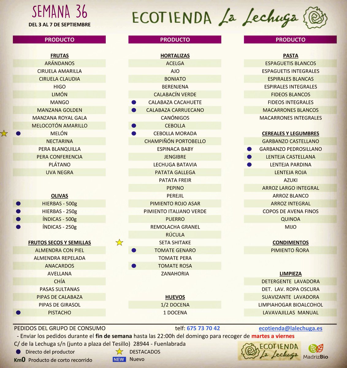 LaLechugaECO's tweet photo. Estos son los productos de temporada que tendremos la semana que viene. Como siempre todo certificado #Ecologico #aGranel #SinEnvases #SinPlastico https://t.co/u6uzrOsl0R