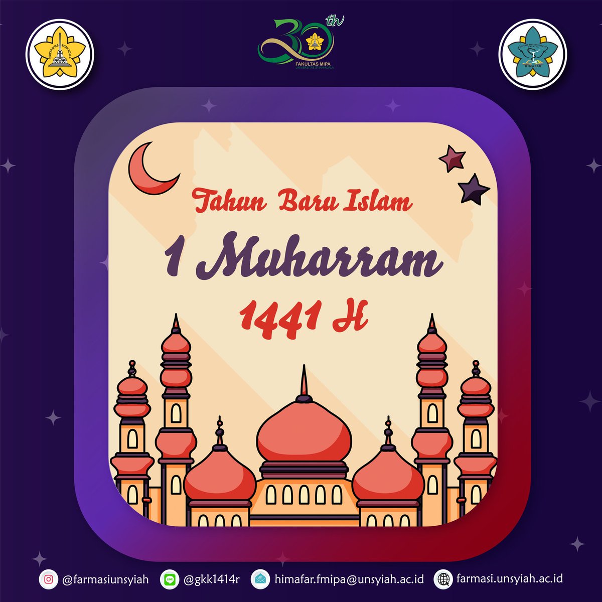 Selamat Tahun Baru Islam, 1 Muharram 1441 Hijriyah. Mari berusaha menjadi manusia yang lebih baik dan lebih baik dari hari-hari kemarin.

#HIMAFARUnsyiah 
#FarmasiUnsyiah 
#1Muharram1441H
#IslamicNewYear