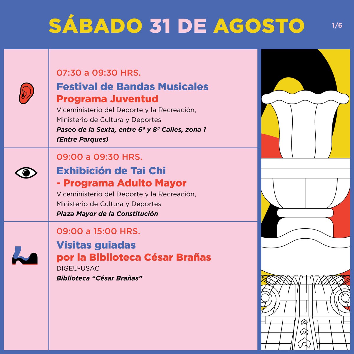 fchgt's tweet photo. ¡Estamos a punto de terminar esta gran fiesta en el Centro Histórico!

▶️ Sábado 31 de agosto - Agenda de Actividades ◀️
🎉 Clausura del 22 Festival del Centro Histórico 🎉

#22FCH
#EstimulaTusSentidos
#FiestaEnElCentro https://t.co/ZpV2RKaoo5