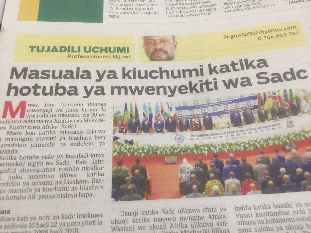 NgowiTv's tweet photo. Yaliyojiri magazetini. Tujadili uchumi na Prof Ngowi. https://t.co/nyk3n4m8G0