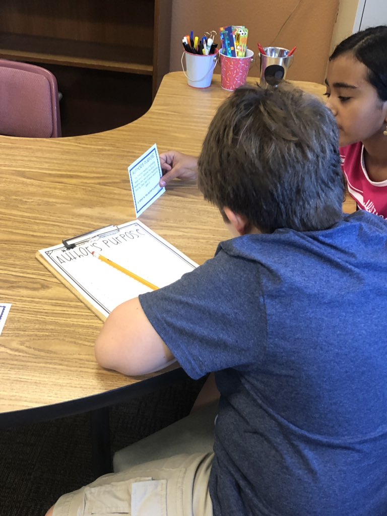 Schreyer4th's tweet photo. Getting them up and moving while practicing their skills of identifying Authors Purpose with task cards all around the classroom😎#extraordinary #readingrocks @4th_legend @LegendSprings @DVUSD https://t.co/8ojEPpzE08