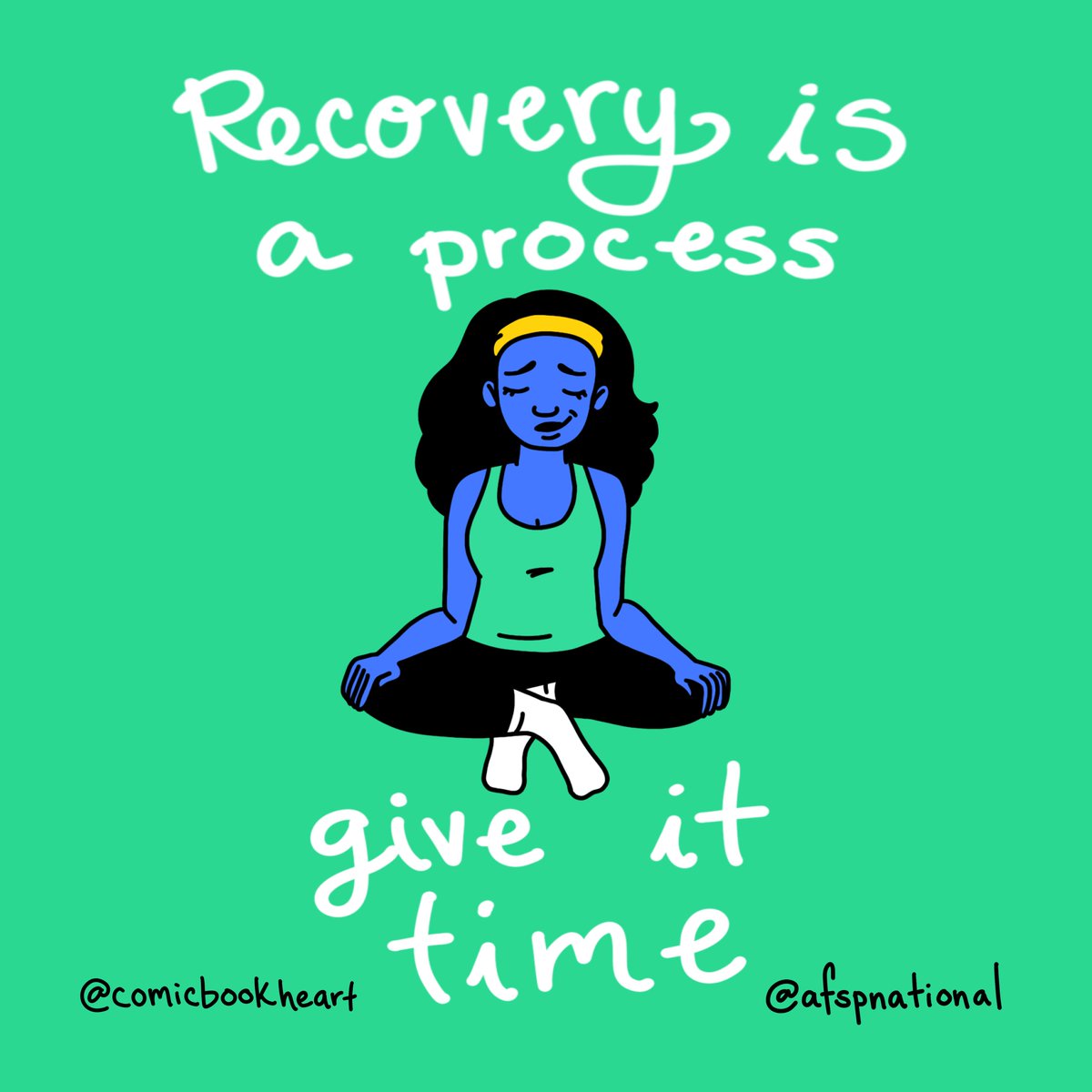 BristolAFSPVA's tweet photo. Recovery isn't linear. Whether you are struggling yourself, supporting someone, or have lost a loved one to suicide, give yourself time and patience. 💚 

🎨 : @comicbookheart on Instagram https://t.co/PacgeXpsdY