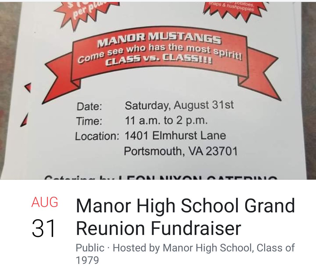 I'll be at #WilsonHighSchool in #Portsmouth #Virginia today between 11 AM - 2 PM to support this fundraiser for the #ManorHighSchool #GrandReunion. Come on out or stop by if you're in the neighborhood.