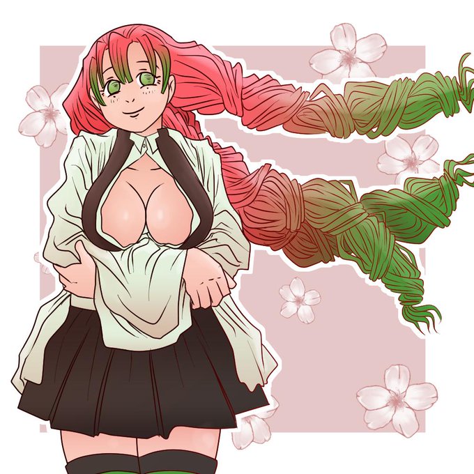 Dying (s̶q̶u̶i̶r̶t̶l̶e̶)さんがTwitterに投稿した甘露寺蜜璃(鬼滅の刃)のイラスト。