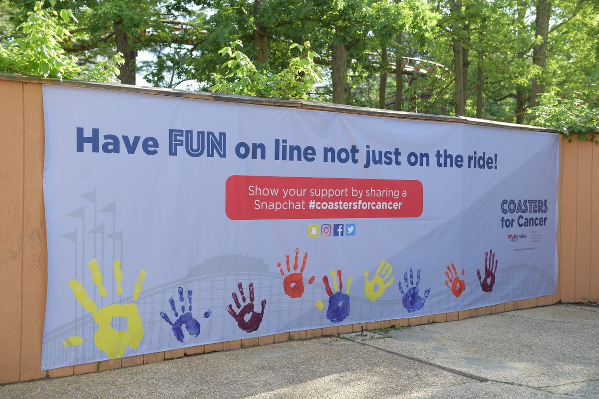 RutgersCancer's tweet photo. Heading to @SFGrAdventure this holiday weekend? Be sure to ride the Runaway Mine Train #coaster wrapped with handprints of survivors &amp; supporters in support of #CoastersforCancer! Plan to take a photo on #Snapchat? We even have a #geofilter!  @RWJBarnabas @RutgersCancer https://t.co/l71Qihe3Wj