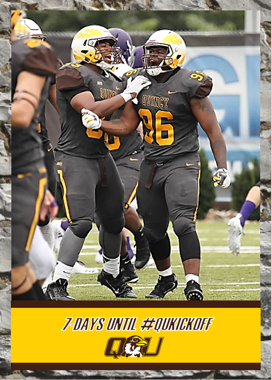 QUHawksFootball's tweet photo. 7 days until #QUKICKOFF! This FAMILY has grown and it's time to show how far we've come! See you at Central State. #PEWAV #FFF #RIGHTNOW https://t.co/JJL40Axta1