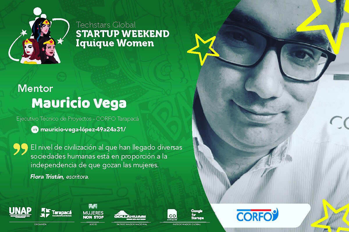 swiqq's tweet photo. Porque estás siendo apoyada por los mejores...Mentor del Evento....🤜CONFIRMADO‼️

 🚀Global Startup Weekend Iquique Women...ven y participa para representar a Chile en el ✈️ 🌎Global Mujeres de Singapur🇸🇬🌇

Tus tickets en 👉 https://t.co/UgZdUhNB8P https://t.co/BtnpF4b25O