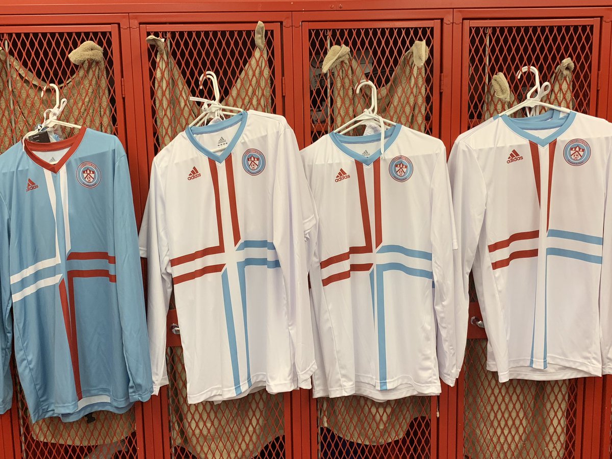 Johnnie_Soccer's tweet photo. The kits were hung by the lockers with care. #gameday #DominiumInPineto https://t.co/eIVq6mGhZl