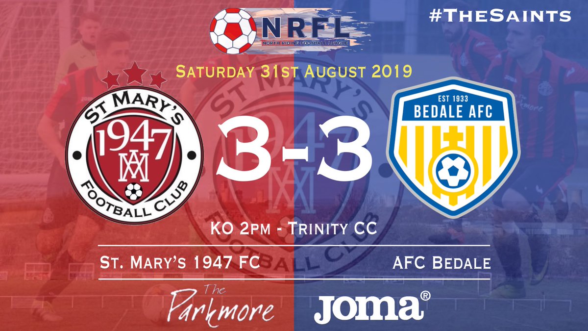 Great fighting spirit from #TheSaints coming from 3 goals down to draw 3-3 with <a href="/AfcBedale/">BEDALE AFC</a> 

<a href="/PaulVaughan91/">Paul Vaughan</a> ⚽️⚽️
<a href="/JaminCotts/">Ben Cotts</a> ⚽️

<a href="/NRFLOfficial/">North Riding League</a>