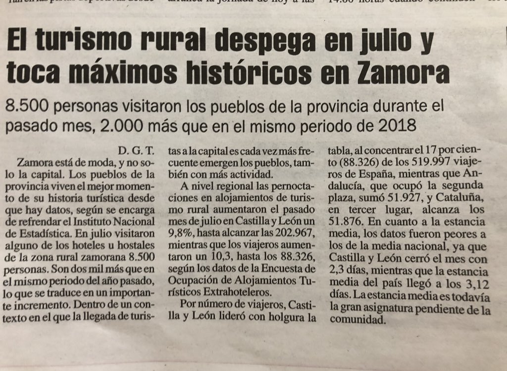 Magníficos datos de #TurismoRural en @CyLesVida en general y en <a href="/ZamoraSpain/">Turismo en Zamora</a> en particular