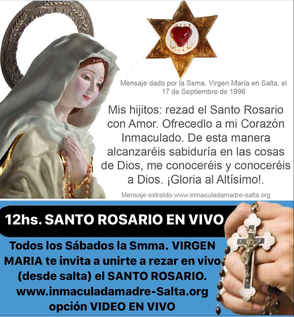 PEREGRINASALTA's tweet photo. 📢 A las 12 hs comenzamos a rezar el #SantoRosario desde el Santuario ⛪de la #InmaculadaMadre del Divino #CorazónEucarístico de Jesús en Salta 🇦🇷
👉Sumate a rezar juntos clickeando: https://t.co/Hpu7GT3RgR
Únite en #Oración‼️
#IMDCEdJ
RT👍 https://t.co/BEzngseFal