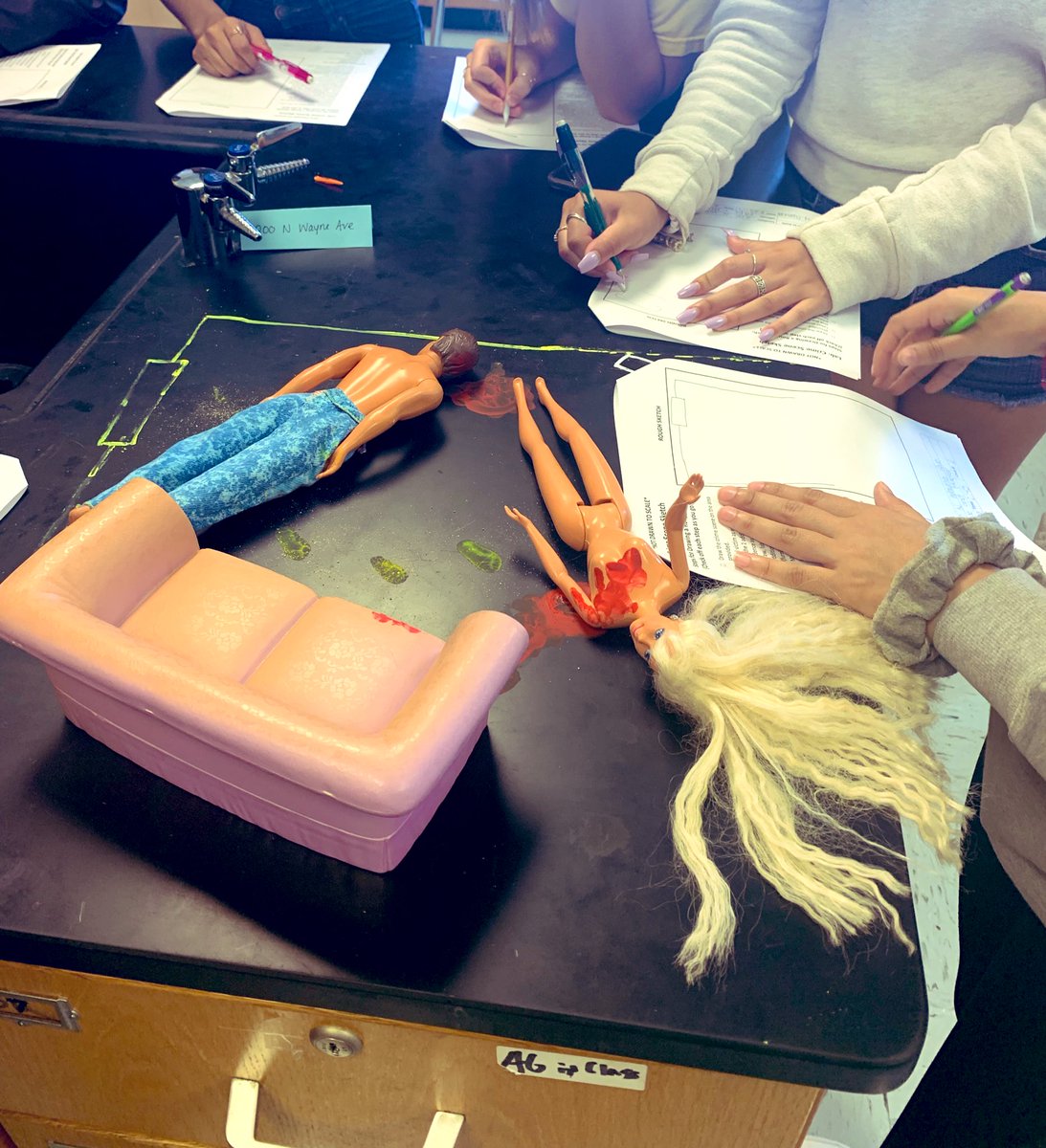 mhempen4's tweet photo. So much fun creating Barbie crime scenes and having students practice their crime scene sketching skills! #forensicsisfun https://t.co/GDNTKQbgny