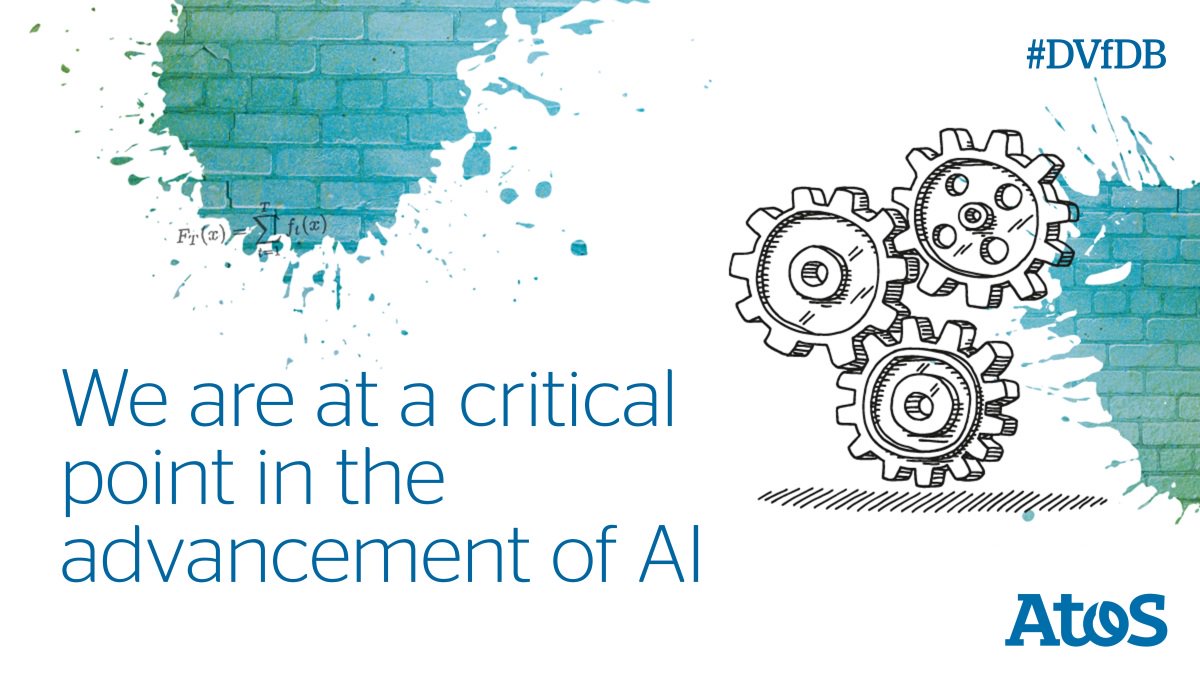 Atos's tweet photo. As we move from the 'pioneering' to the 'application' era of #AI, there is a need to explore how it can make lives better for all demographics, sectors and organisations. @KulveerRanger discusses shaping AI as a force for good #DVfDB https://t.co/aFj6RjpsH0 https://t.co/zBbN5iUd2T