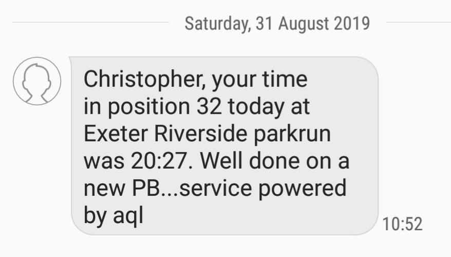 ChrisJIPalmer's tweet photo. Another small success #Parkrun #ExeterParkrun https://t.co/z4xm10iV5k