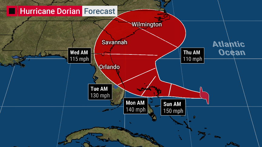 Hurricane Dorian my turn north before hitting Florida