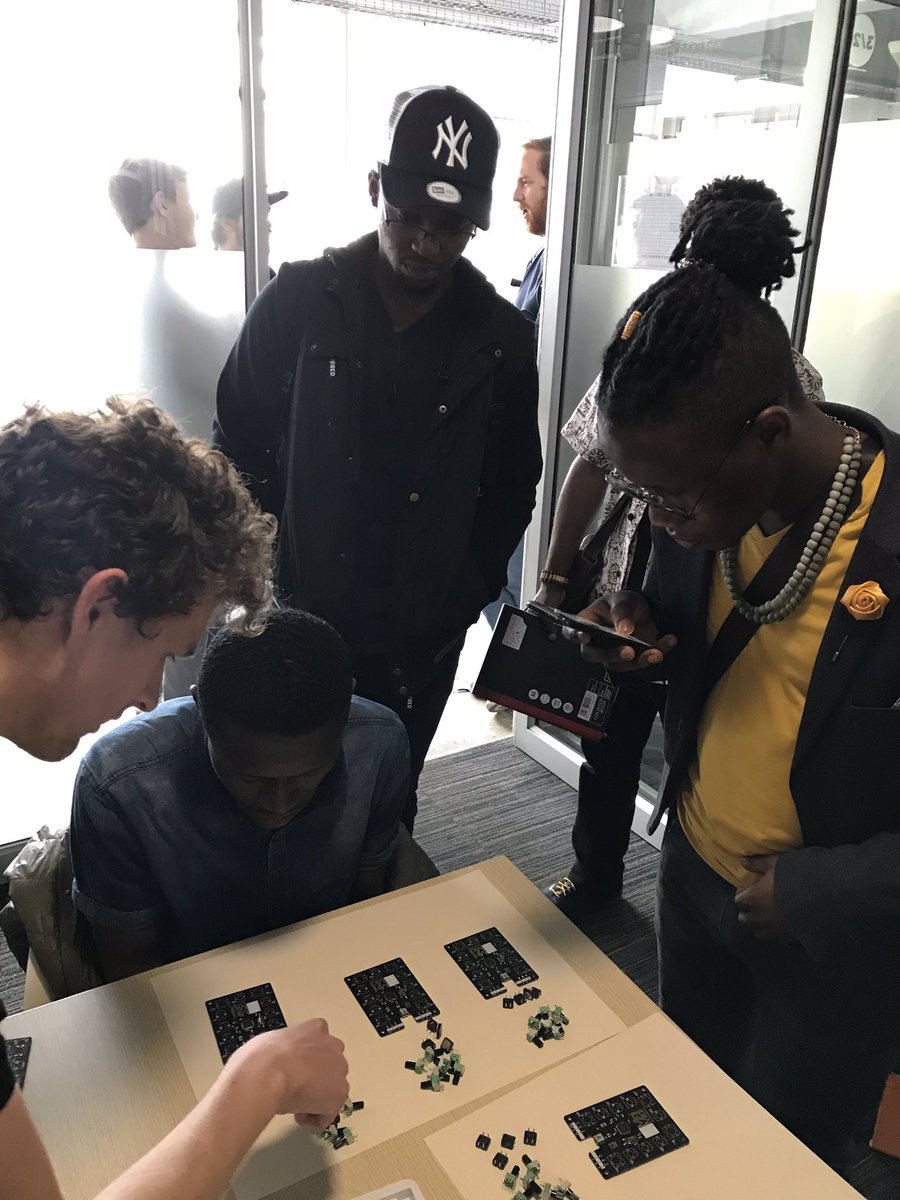Participants soldering their boards to take home from our workshop at #RedBullBasement