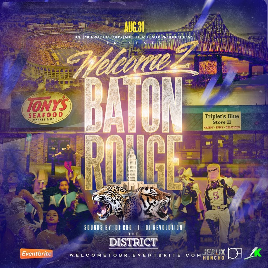 JeauxP4E's tweet photo. ALL ROADS LEAD TO THE TAILGATE THEN THE DISTRICT TONIGHT 
🎥🏆🎥🏆🎥🏆🎥🏆🎥 

It’s Gameday Saturday So Stay Tuned And Beat Me There Ya Digg

#LSUEverything #SUEverthing
#PackDatBihOutTurbo 🔥🔥

Tickets Sold Out But You Can Pay At The Door 🌊🌊🌊 https://t.co/e6XuI3sqi9