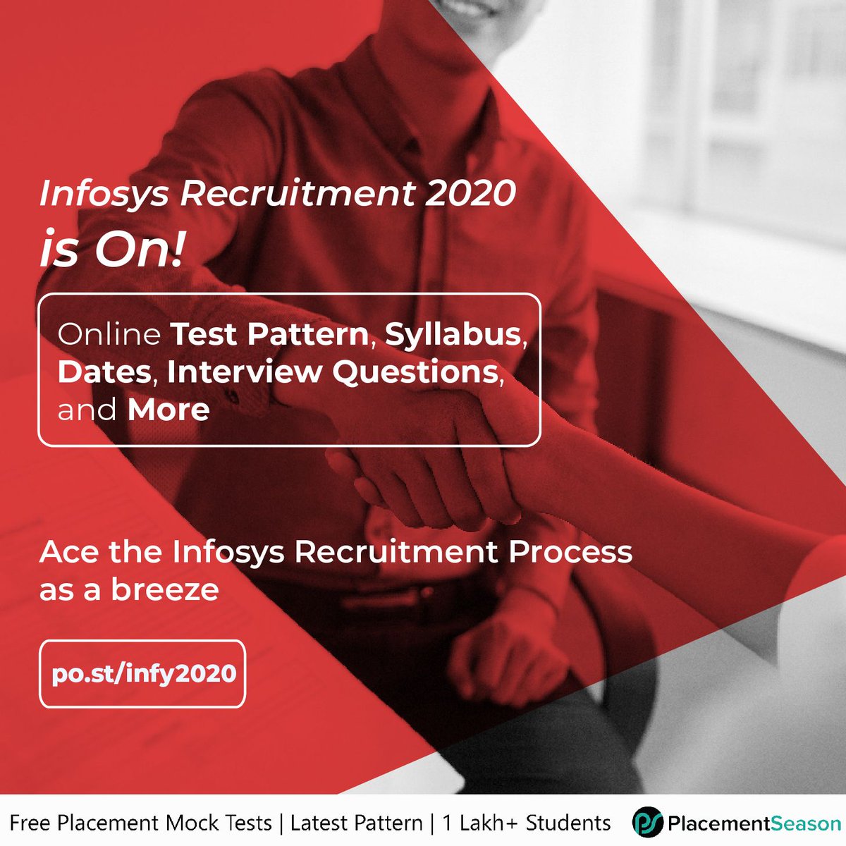 PlacementSeason's tweet image. Infosys Campus Interviews are nearing!!
Wanna know more about Infosys Test Patterns, Syllabus, and More??
Read the Blog here: buff.ly/2ZmBErI
#PlacementSeason #InfyTQ #InfosysRecruitment #InfosysCampus