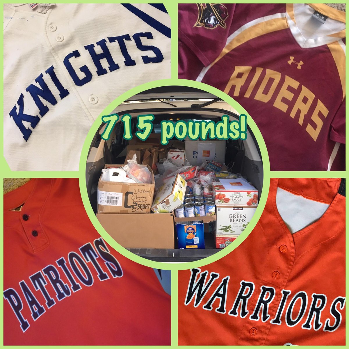 RRiderSoftball's tweet photo. Shout out to all our softball peeps who donated to the food drive last week! 715 pounds of donations for @FeedingSD! Thanks everyone! So proud of our softball community! 🥎❤️ @OGsoftball @PatriotsLincoln @SFWSoftball https://t.co/7PHrK9ELTK