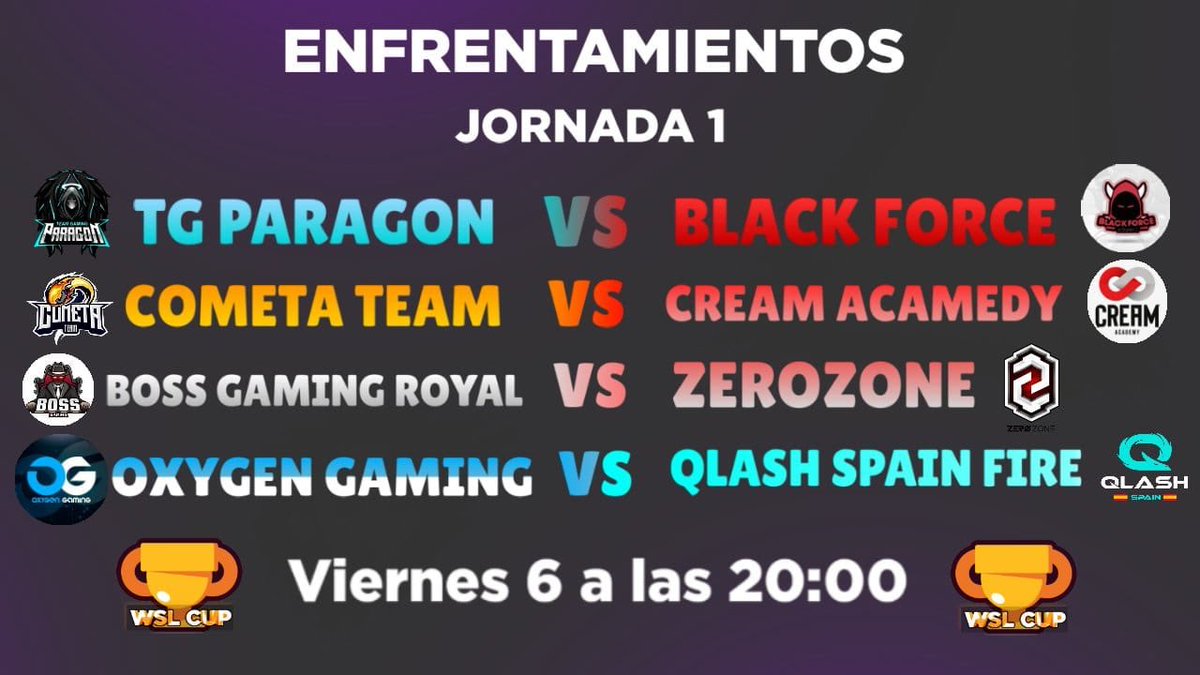 BlackForceGG's tweet photo. ¡INFO!

Aqui tenemos los enfrentamientos de la primera jornada de la @WSL_Cup 

Con muchas ganas de que empieze🔥

⚔️ @TG_Paragon vs Black Force

Nos vemos el viernes dia 6 a las 20:00 en el canal de @LordSacram 

#GoBF #BrawlStars https://t.co/An9iTGOrLF