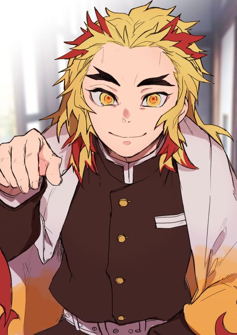 もとあきさんがTwitterに投稿した煉獄杏寿郎(鬼滅の刃)のイラスト。