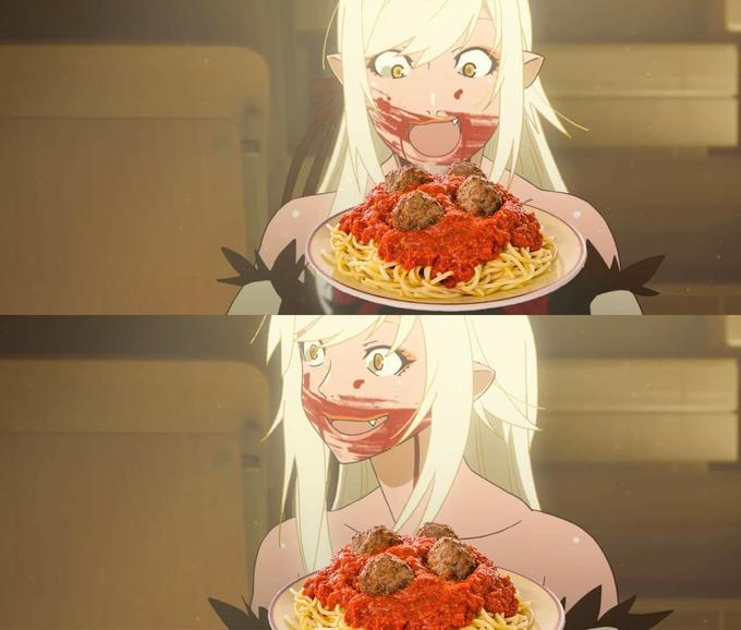 Anime girl eating meme