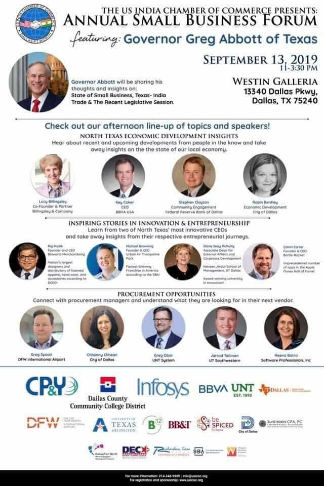 mastitimeradio's tweet photo. Join the Chamber’s Annual Small Business Forum. 
Event Date: Sept 13, 2019 
Time: 11 am to 3:30 pm 
Venue: Westin Galleria , Dallas, TX 
See flyer for more details. 

Registration is open at https://t.co/G3Iub2F30K. https://t.co/ABIPHSDf34