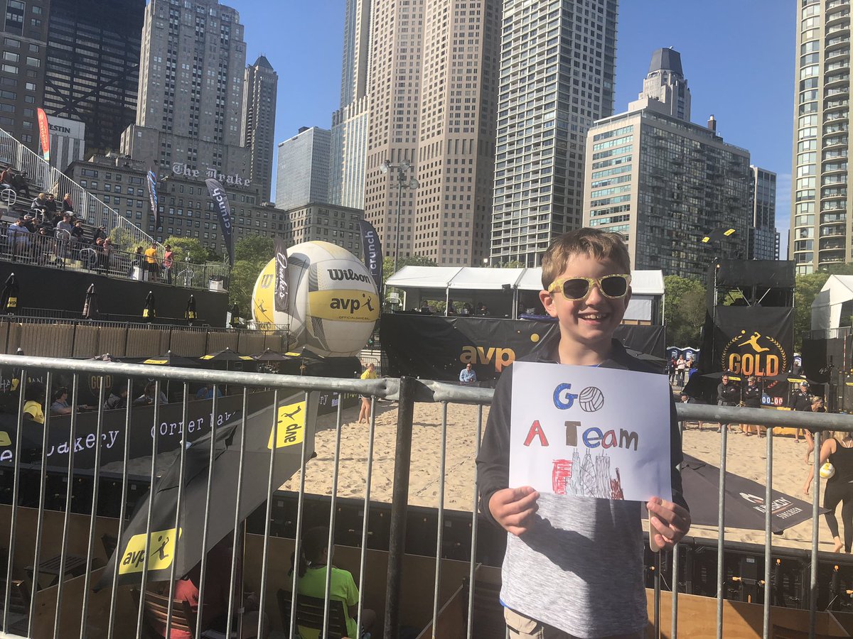 srice514's tweet photo. Up early to cheer on the #ATeam into the quarter and semifinals! See you again tomorrow @AprilRossBeach @alixklineman @JenniferKessy! #AVP #BeachMode #GoldSeries #Chicago https://t.co/jwHsHM9R0m