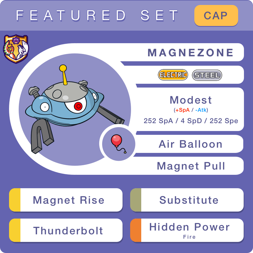 Smogon University on X: In the Create-a-Pokemon metagame, this Magnezone  set has gained popularity for its ability to trap the latest creation,  Equilibra!  Learn more about CAP here