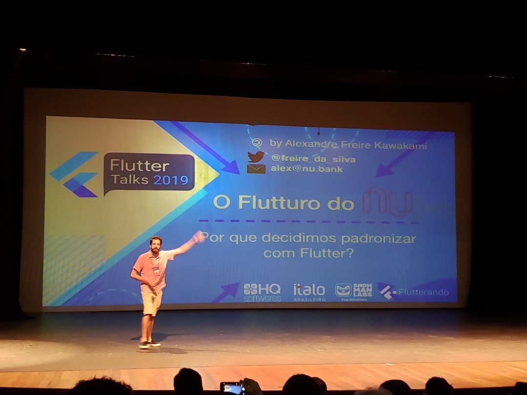 ricardofutata's tweet image. @freire_da_silva compartilhando com a galera do #fluttertalks o estudo feito pelo @nubank para escolher do #Flutter como frame mobile para novas features dos apps da fintech. #fluttetalks2019