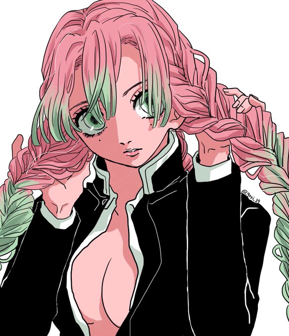 しゅらごりさんがTwitterに投稿した甘露寺蜜璃(鬼滅の刃)のイラスト。