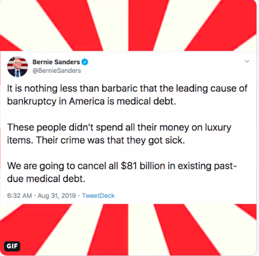 labor4bernie's tweet photo. Medical debt hurts working people most of all. Bernie continues to lead the way forward. https://t.co/8A9tVM4Hqb