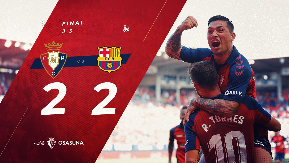 Osasuna's tweet photo. 🏁 FINAL

#OsasunaBarça https://t.co/gXUaQWeMUy