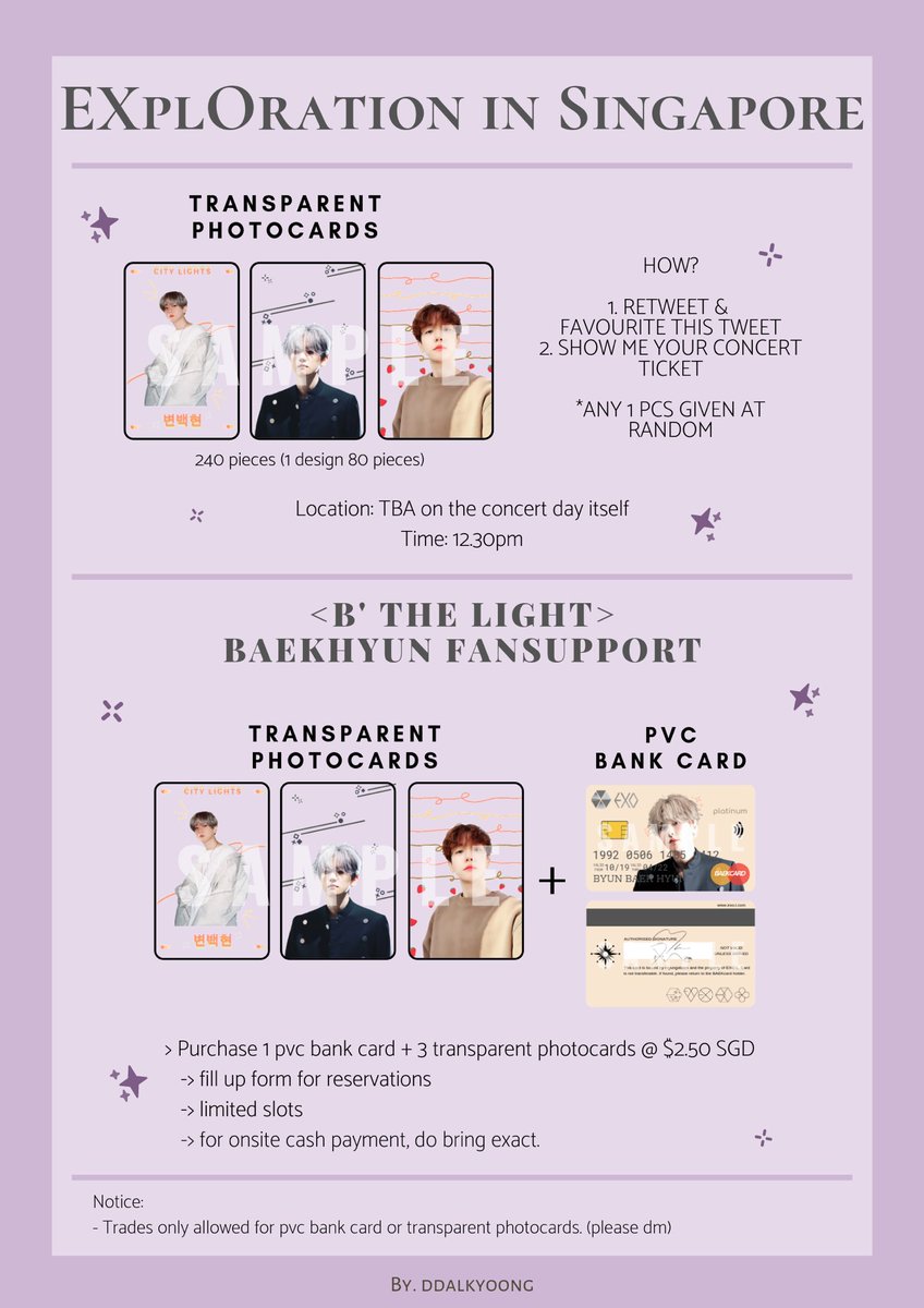 ddalkyoong's tweet photo. BAEKHYUN FANSUPPORT — TRANSPARENT PHOTOCARDS + <B' the Light>

• rt + like this tweet
• show concert ticket - will be mark

First 15 to show me any bbh doll/pcs will receive a pvc bank card

bundle reservations — https://t.co/OT52v1Awnu

#EXplOrationinSingapore #EXplOrationinSG https://t.co/08Z0Jl440m