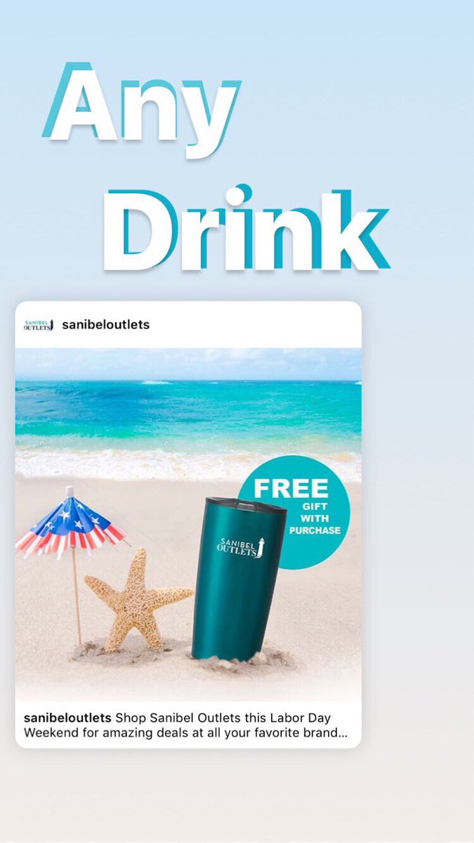 IslandJavaCafe_'s tweet image. FREE stainless steel tumbler filled with ANY drink with receipts of $125 or more from any combination of Sanibel Outlet stores between Aug 30 - Sep 2 ☕️🛍