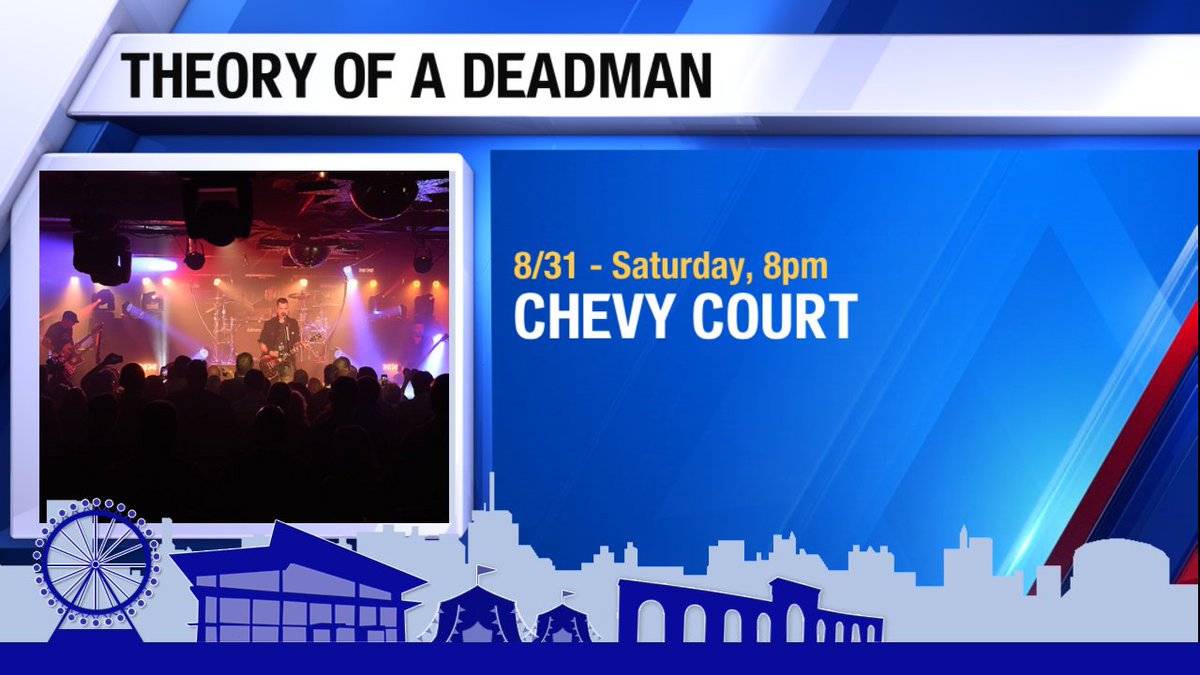 NewsChannel9's tweet photo. Canadian rockers Theory of a Deadman return to @NYSFair with an 8 p.m. performance at #ChevyCourt https://t.co/ioQEjNGuNt