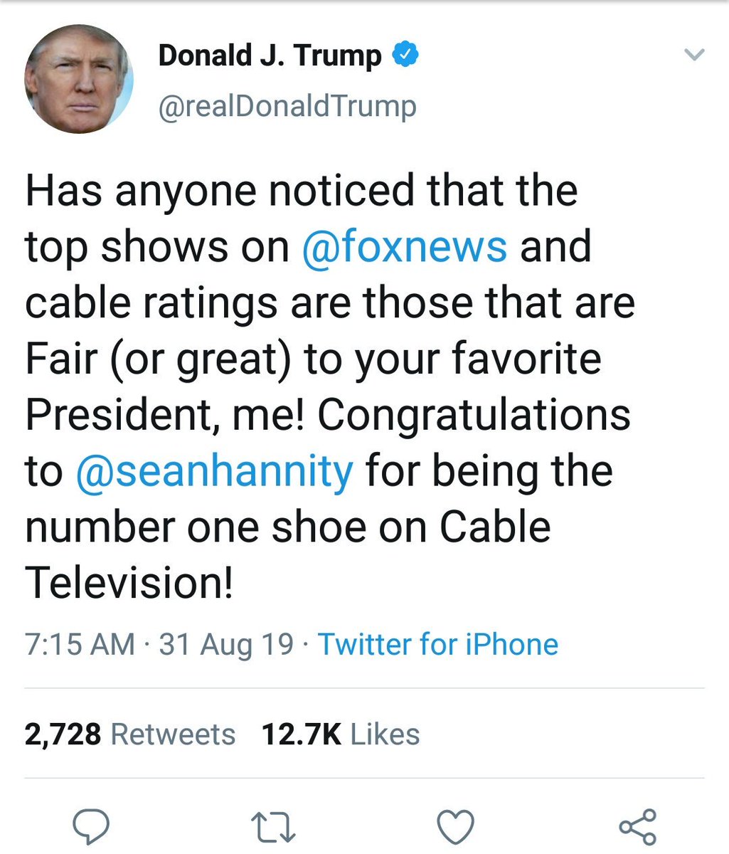 3DogGoneCrazy's tweet photo. @realDonaldTrump @FoxNews @seanhannity You deleted the original tweet. Good thing I saved it. Remember
#NumberOneShoe https://t.co/DSEuJIibBf