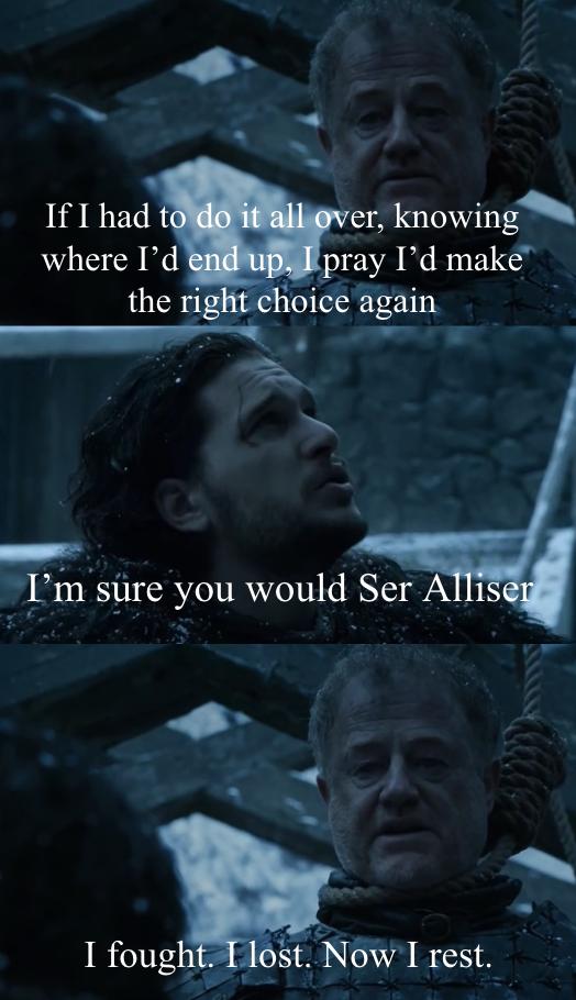RedditFreeFolk's tweet image. Never forget when Ser Alliser, a man exiled to the Night's Watch for being a Targaryen loyalist, had one of the most in-character and badass deaths in the series at the hands of the true Targaryen heir. This wasn't even in the books @ r/FreeFolk &amp;gt; ift.tt/2MNVyWa #Gameo…