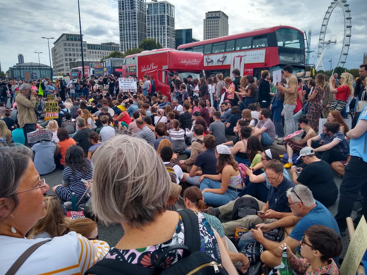 EFerlez's tweet photo. @JackWDart #StopTheCoup on Waterloo Bridge https://t.co/MKdf38XpMA