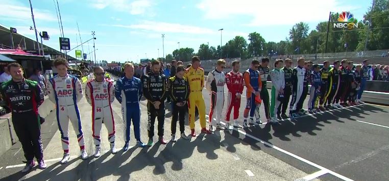 indy44's tweet image. Moment of silence for Anthoine Hubert #PortlandGP #IndyCar #F1